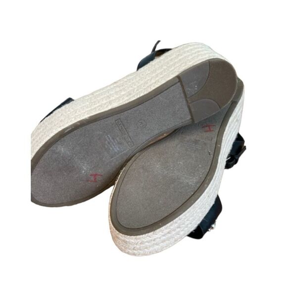 Marc Fisher Joyce Platform Espadrille Sandals Black Vegan Leather Silver Stud An - Picture 9 of 10